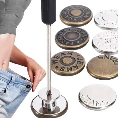 10Pcs Metal Jeans Buttons Replacement No-Sewing Screw Button Repair Kit Nailless Removable Jean Buckles Clothing Pants
