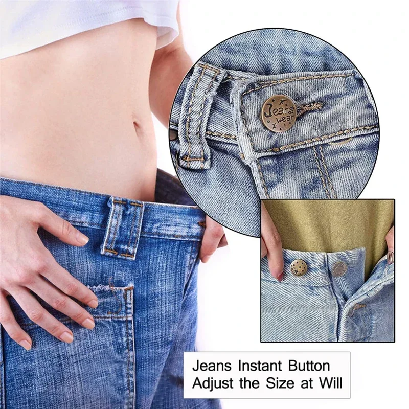 10Pcs Metal Jeans Buttons Replacement No-Sewing Screw Button Repair Kit Nailless Removable Jean Buckles Clothing Pants