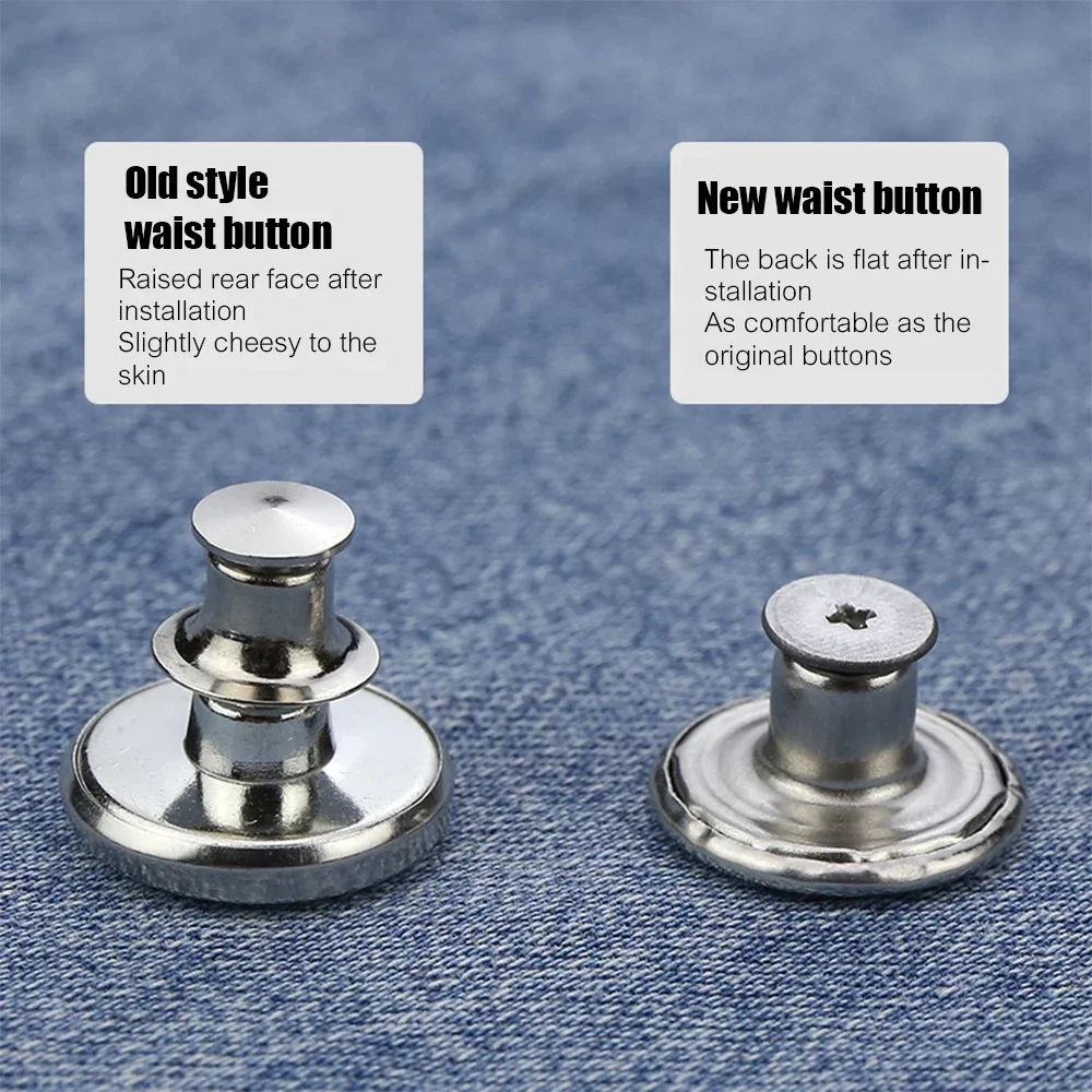 10Pcs Metal Jeans Buttons Replacement No-Sewing Screw Button Repair Kit Nailless Removable Jean Buckles Clothing Pants