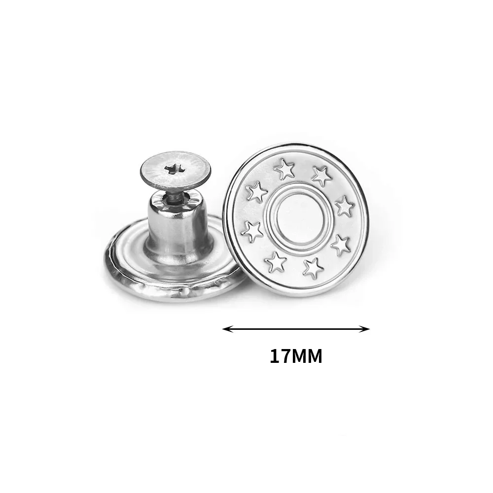 10Pcs Metal Jeans Buttons Replacement No-Sewing Screw Button Repair Kit Nailless Removable Jean Buckles Clothing Pants