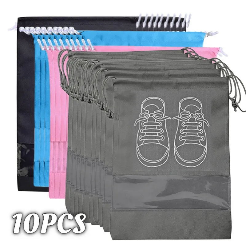 10pcs Shoe Bags For Travel Storage Organizer Bags Non-woven Travel Portable Closet Bag Waterproof Pocket Clothing 10pcs Shoe Bags For Travel Storage Organizer Bags Non-woven Travel Portable Closet Bag Waterproof Pocket Clothing