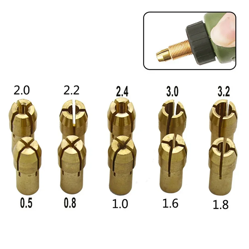 10Pcs/Set Mini Drill Chucks Adapter 0.5mm-3.2mm Dremel Mini Drill Chucks Chuck Adapter Micro Collet Brass For Power 10Pcs/Set Mini Drill Chucks Adapter 0.5mm-3.2mm Dremel Mini Drill Chucks Chuck Adapter Micro Collet Brass For Power