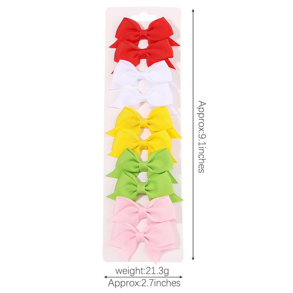 10Pcs/Set New Cute Solid Ribbon Bowknot Hair Clips for Baby Girls Handmade Bows Hairpin Barrettes Headwear Kids Hair