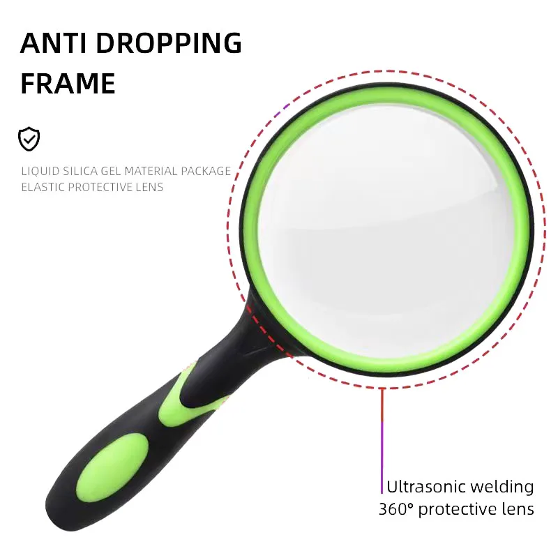 10X Magnifying Glass For Kids Seniors Handheld Reading Magnifier 50mm Magnifying Lens For Reading Science Nature