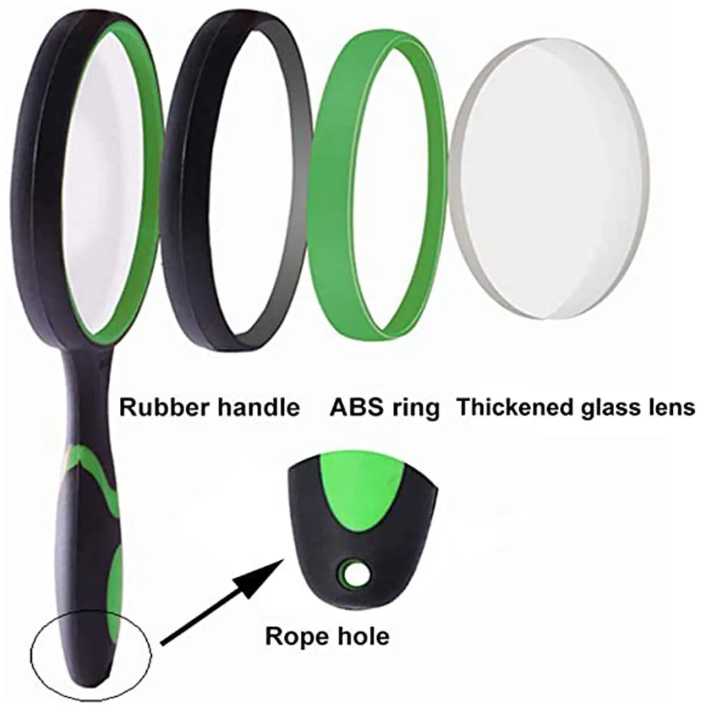 10X Magnifying Glass For Kids Seniors Handheld Reading Magnifier 50mm Magnifying Lens For Reading Science Nature