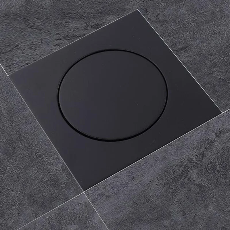 10X10 CM Floor Drains Black/Chrome Brass Shower Floor Drain Bathroom Deodorant Square Floor Drain Strainer Cover Grate