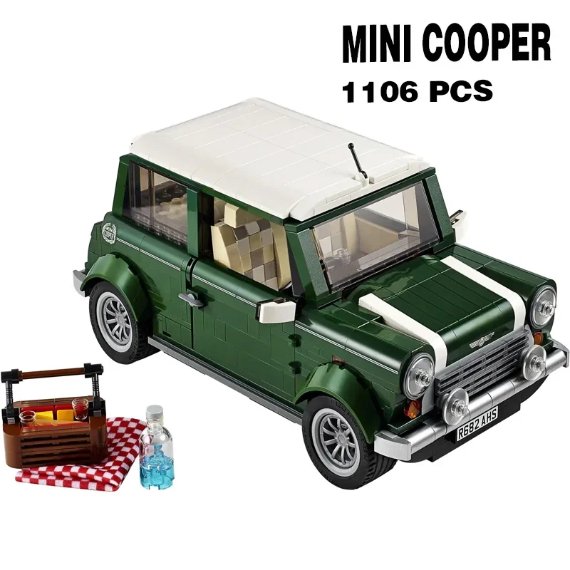 1106pcs In Shock Classic Technical MINI Retro Vintage Car Building Blocks Cooper MK VII Compatible 10242 Model Sets