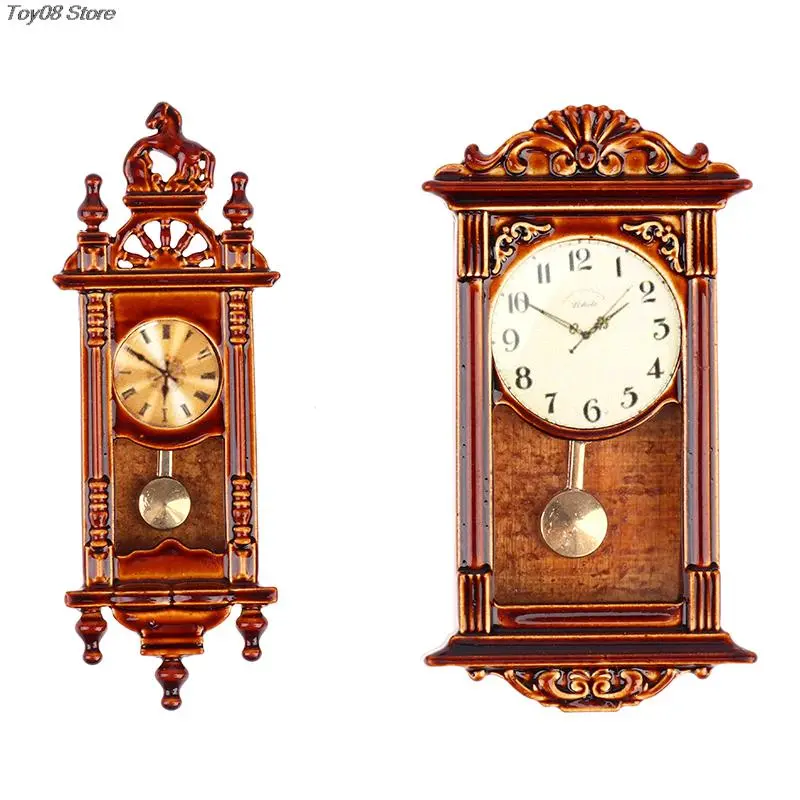 1:12 Dollhouse Miniature Wall Clock Play Doll House Miniaturas Home Decor Accessories Toy Pretend Play Furniture Toy