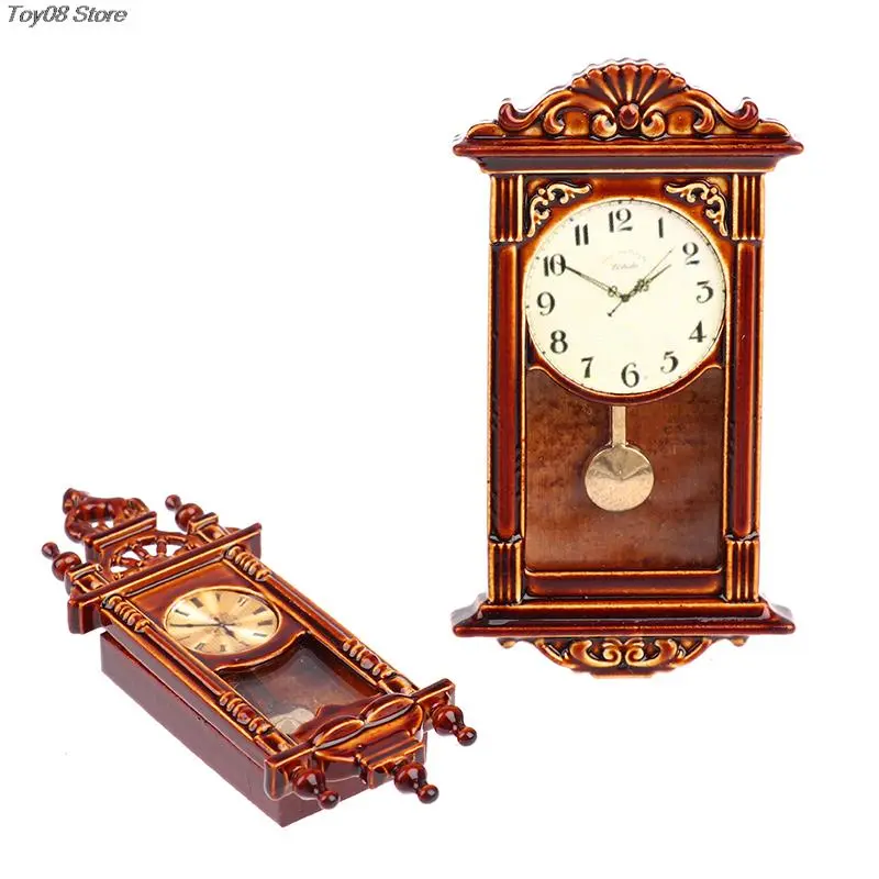 1:12 Dollhouse Miniature Wall Clock Play Doll House Miniaturas Home Decor Accessories Toy Pretend Play Furniture Toy