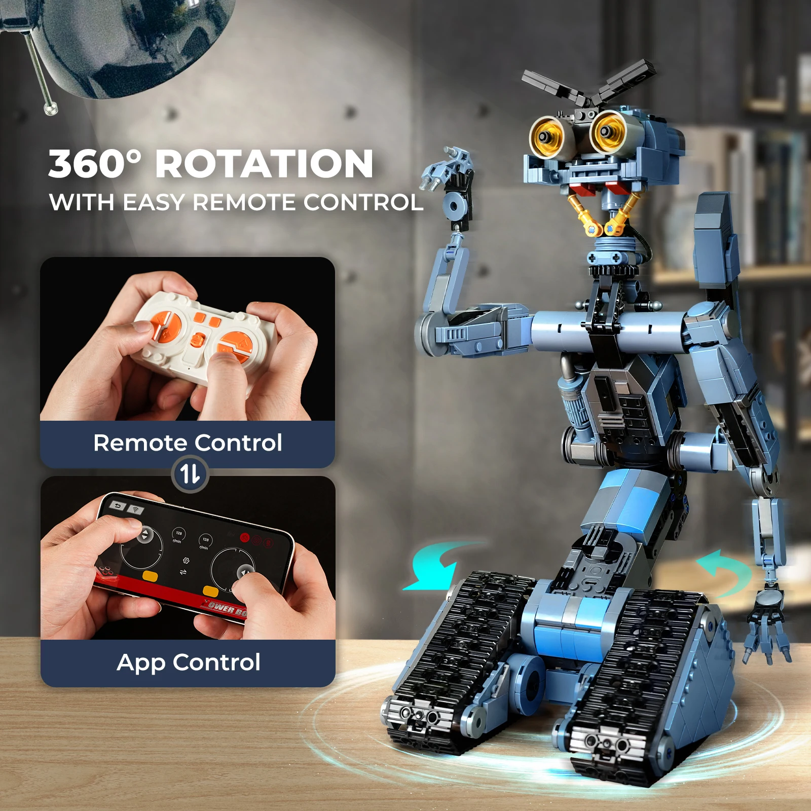 1176 Pieces Johnny 5 Robot Building Blocks Set with Remote Control – Rechargeable,Gift for Halloween & Chirstmas