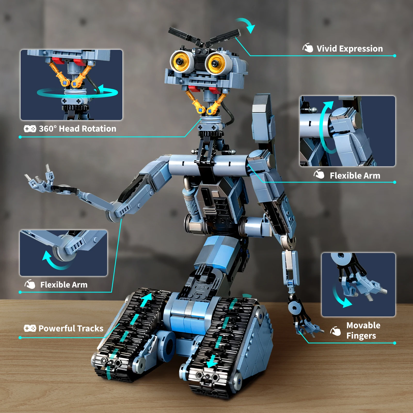 1176 Pieces Johnny 5 Robot Building Blocks Set with Remote Control – Rechargeable,Gift for Halloween & Chirstmas