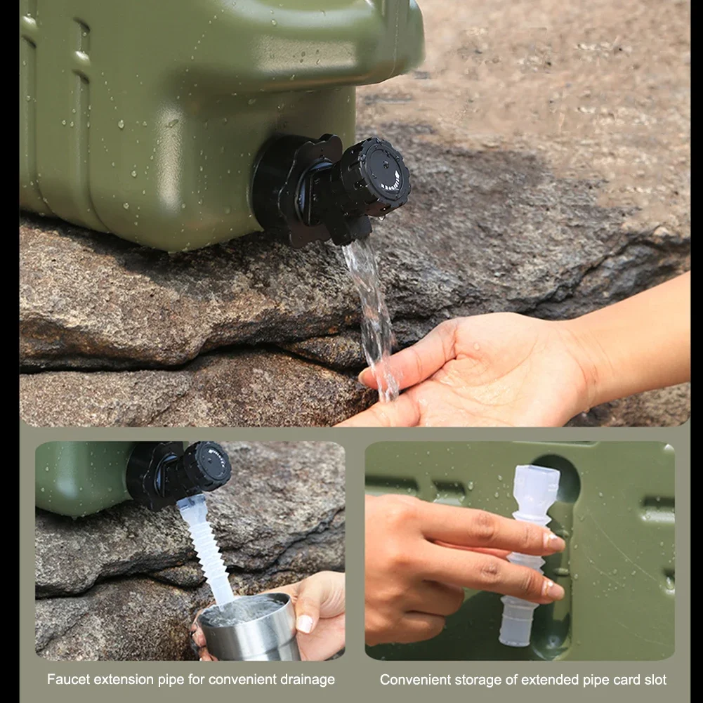 11L Water Bucket Large Capacity Portable Drinking Water Canister with Detachable Faucet No Leakage for Outdoor Travel