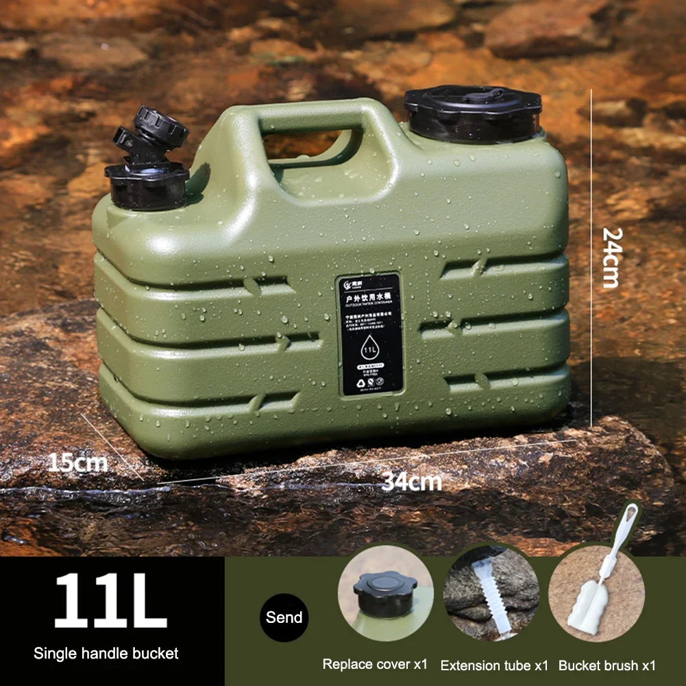 11L Water Bucket Large Capacity Portable Drinking Water Canister with Detachable Faucet No Leakage for Outdoor Travel