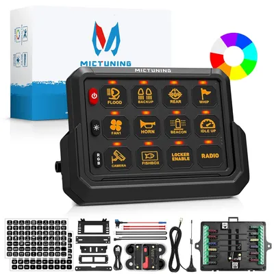 12 Gang Universal Switch Panel Wireless Cordless Adjustable RGB Colors Brightness Multifunction Toggle Momentary Strobe 12 Gang Universal Switch Panel Wireless Cordless Adjustable RGB Colors Brightness Multifunction Toggle Momentary Strobe