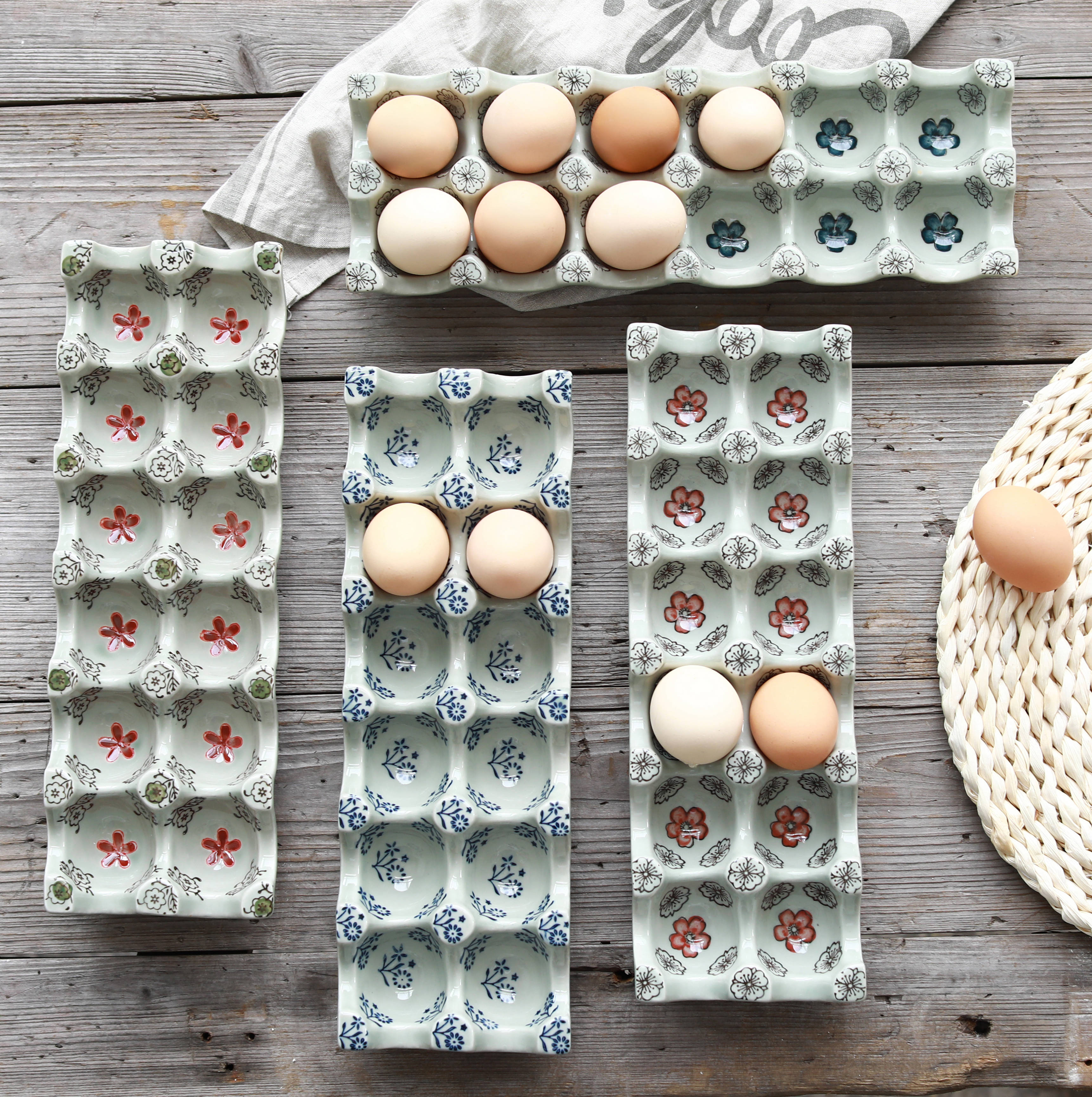 12 Grid Ceramic Egg Tray