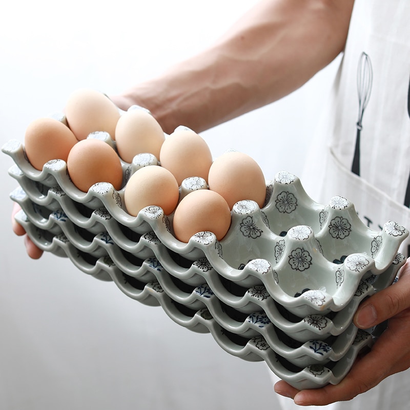 12 Grid Ceramic Egg Tray