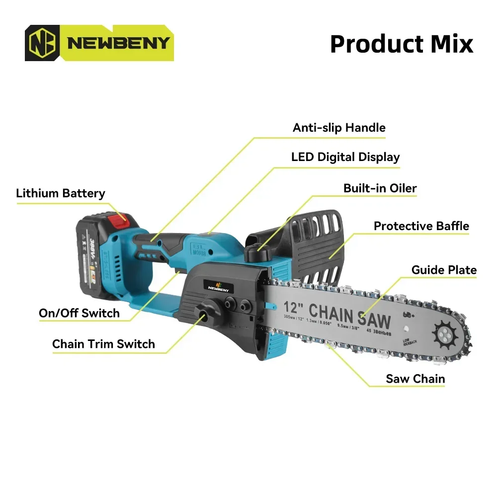 12 Inch Brushless Electric Saw 18000RPM Cordless Portable Garden Woodworking Cutting Tool Machine For Makita 18V Battery