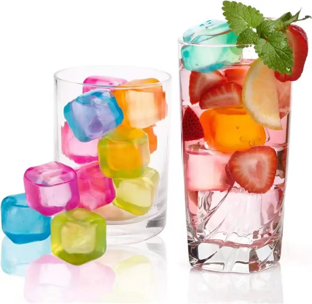12-Piece Reusable Plastic Ice Cubes Set, Freezable Cooling Cubes for Drinks, Parties and Bars 12-Piece Reusable Plastic Ice Cubes Set, Freezable Cooling Cubes for Drinks, Parties and Bars