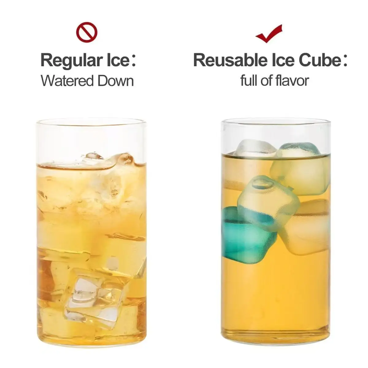12-Piece Reusable Plastic Ice Cubes Set, Freezable Cooling Cubes for Drinks, Parties and Bars 12-Piece Reusable Plastic Ice Cubes Set, Freezable Cooling Cubes for Drinks, Parties and Bars