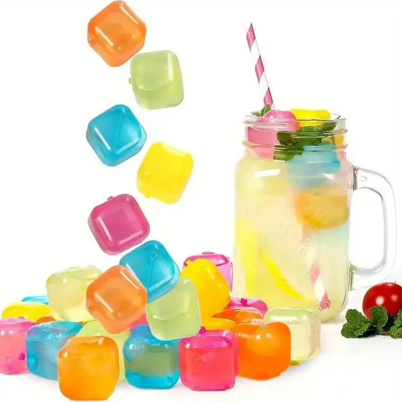 12-Piece Reusable Plastic Ice Cubes Set, Freezable Cooling Cubes for Drinks, Parties and Bars 12-Piece Reusable Plastic Ice Cubes Set, Freezable Cooling Cubes for Drinks, Parties and Bars