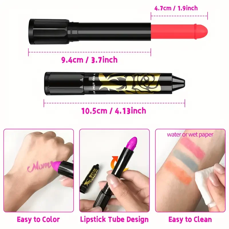 12 Pieces UV Neon Face Painting, Glow in the Dark Under UV Lights Face Painting Crayon SticksMardi Gras Party Halloween 12 Pieces UV Neon Face Painting, Glow in the Dark Under UV Lights Face Painting Crayon SticksMardi Gras Party Halloween