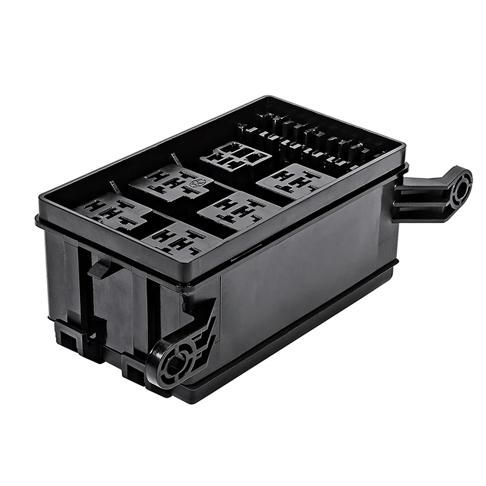 12-Slot Relay Box 6 Relays 6 ATC/ATO Standard Fuses Holder Block with 41pcs Metallic Pins Universal for Automotive