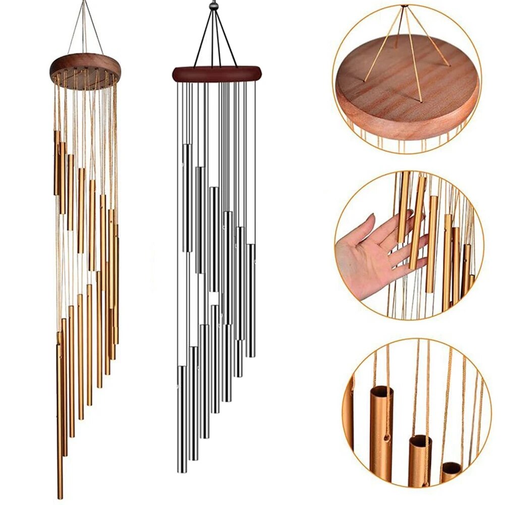 12 Tubes Wind Chimes Gold/Silver Bells Wind Chimes for Outside Aluminum Alloy Tubes and Hook 12 Tubes Wind Chimes Gold/Silver Bells Wind Chimes for Outside Aluminum Alloy Tubes and Hook