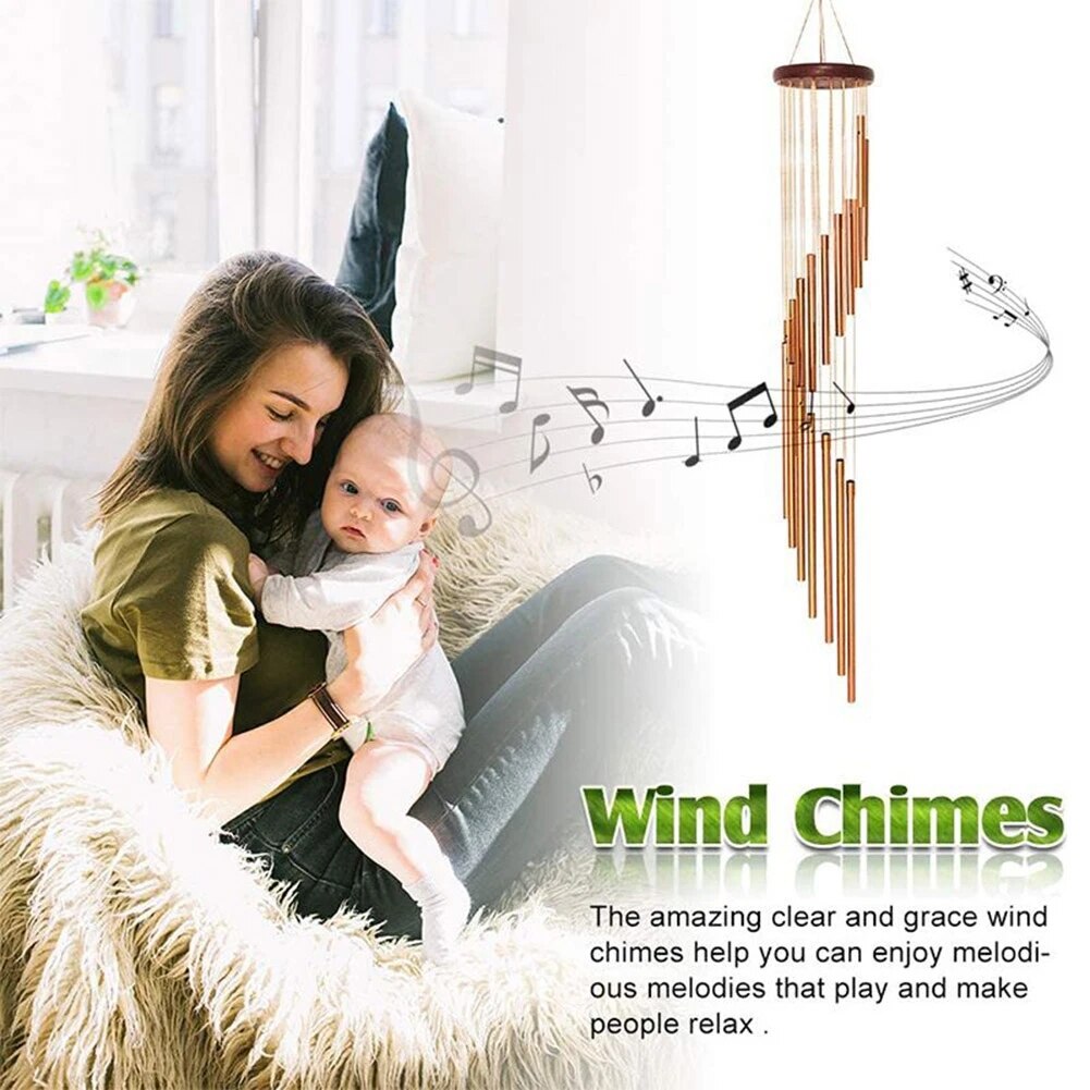 12 Tubes Wind Chimes Gold/Silver Bells Wind Chimes for Outside Aluminum Alloy Tubes and Hook