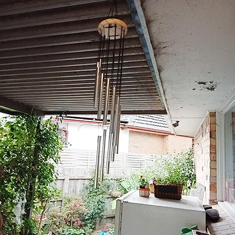 12 Tubes Wind Chimes Gold/Silver Bells Wind Chimes for Outside Aluminum Alloy Tubes and Hook