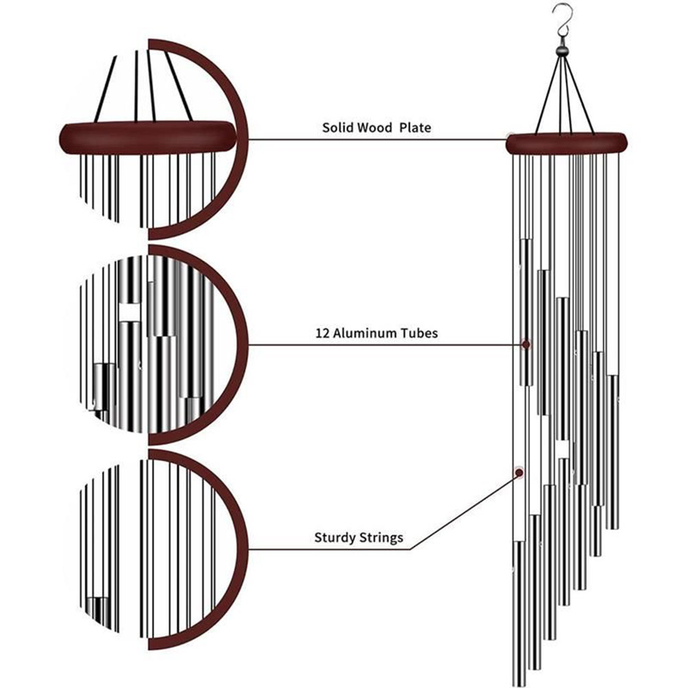 12 Tubes Wind Chimes Pendant Aluminum Tube Metal Pipe Wind Chimes Bells Balcony Outdoor Yard Garden Home Decoration 12 Tubes Wind Chimes Pendant Aluminum Tube Metal Pipe Wind Chimes Bells Balcony Outdoor Yard Garden Home Decoration