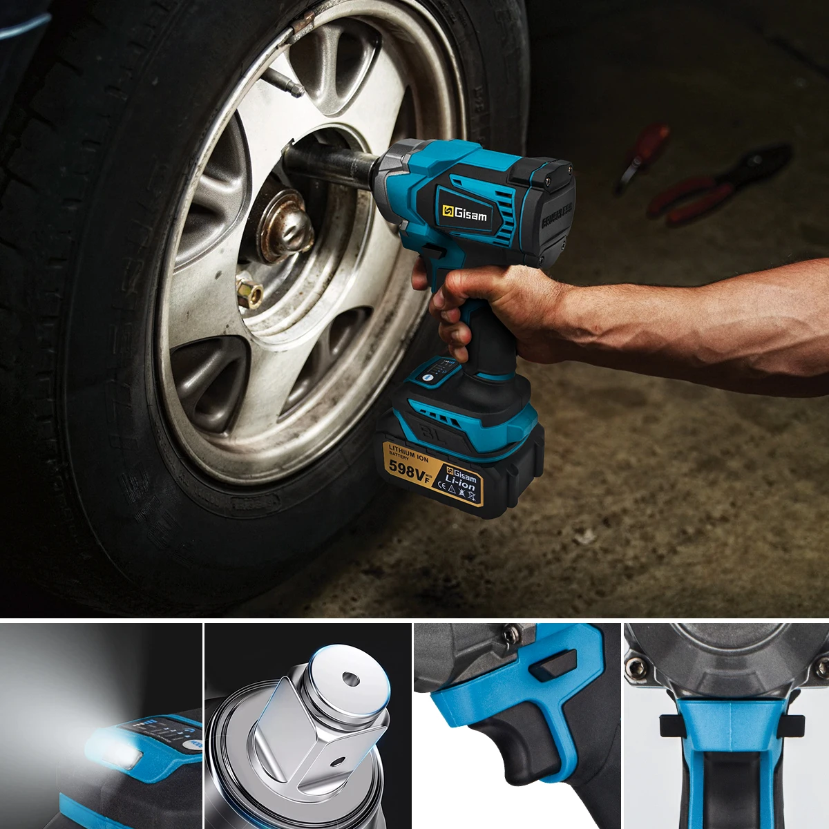 1200N.M Torque Brushless Electric Impact Wrench 1/2 Inch Cordless Electric Wrench Screwdriver Power Tools 1200N.M Torque Brushless Electric Impact Wrench 1/2 Inch Cordless Electric Wrench Screwdriver Power Tools