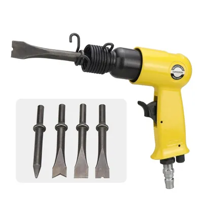 120mm Air Hammer Professional Handheld Pistol Gas Shovels Small Rust Remover Pneumatic Tools with 4 Chisels set
