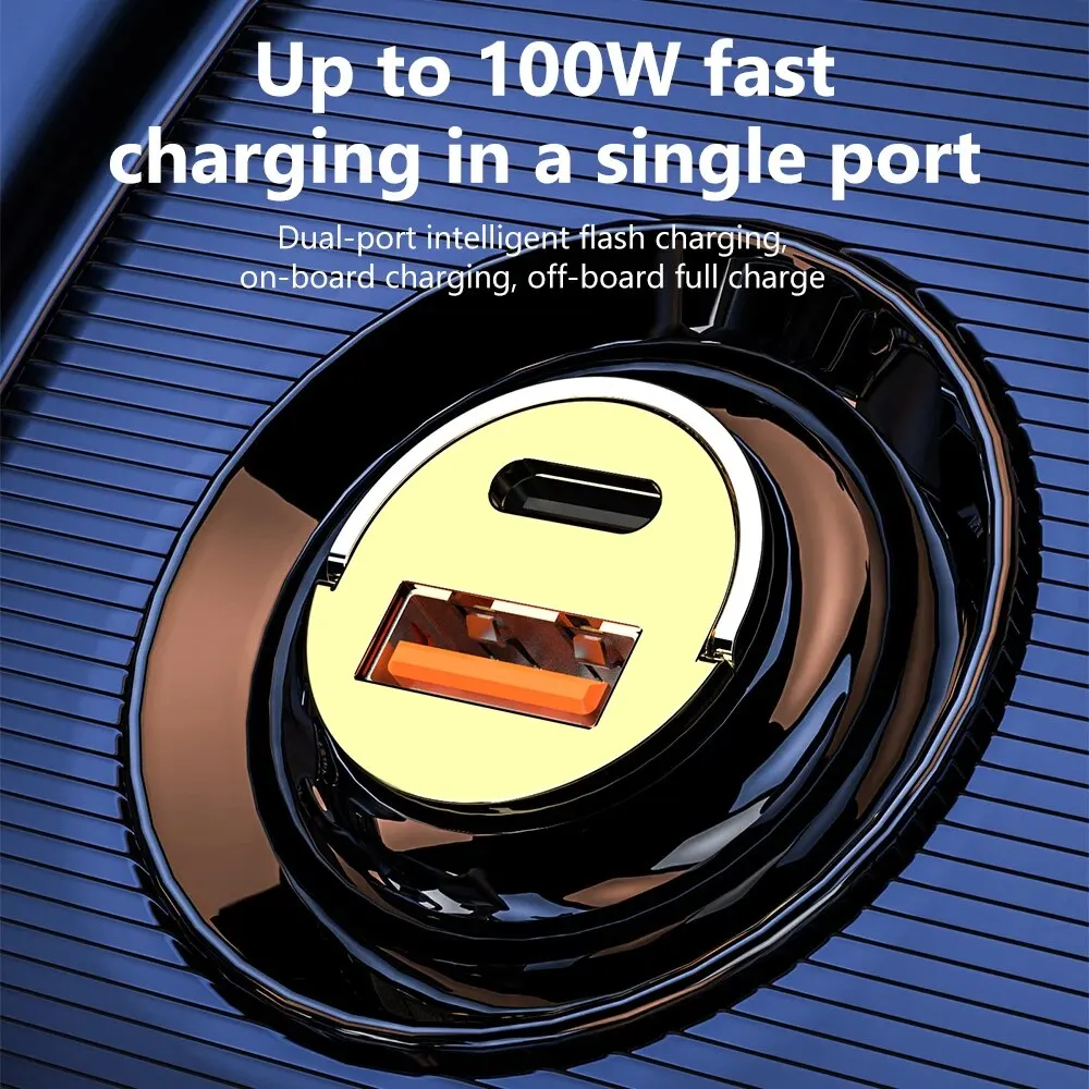 120W Transparent Invisible Pull Ring Car Charger USB Type C Fast Charging QC3.0 PD Phone Charger for iPhone Xiaomi 120W Transparent Invisible Pull Ring Car Charger USB Type C Fast Charging QC3.0 PD Phone Charger for iPhone Xiaomi