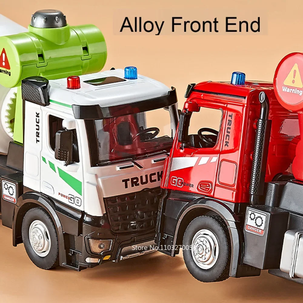 1/24 Electric Mixer Truck Toys Model Car Alloy Diecast Engineering Vehicles Doors Opened Sound Light Pull Back Toy Gift
