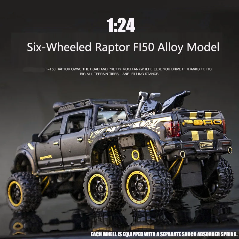 1:24 Scale Technical RAPTOR Alloy Car Model Diecast Car Off-road Vehicle Toys For Boys Birthday Gift Kids Toys Car