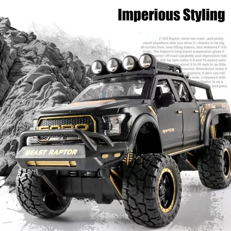 1:24 Scale Technical RAPTOR Alloy Car Model Diecast Car Off-road Vehicle Toys For Boys Birthday Gift Kids Toys Car
