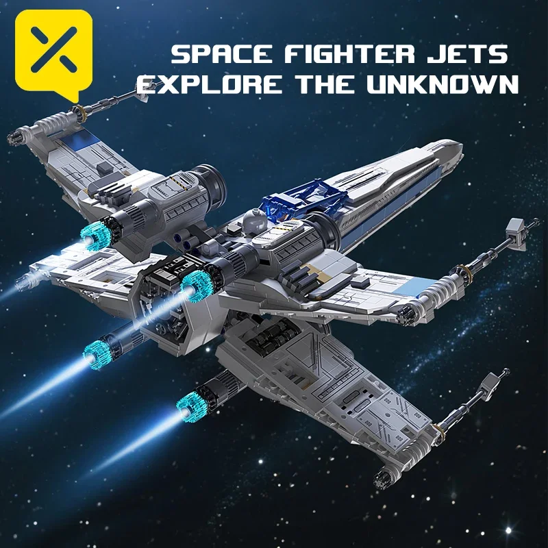 1271PCS X-Wing Space Fighter Building Blocks Set Mechanical Linkage Wings Retractable Landing Gear LED Light Bricks