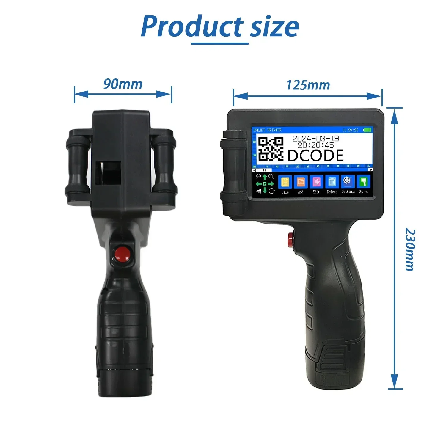 12.7mm Portable Printers Handheld Inkjet Printer Text QR Barcode Batch Number Logo Image Date Printing Machine 12.7mm Portable Printers Handheld Inkjet Printer Text QR Barcode Batch Number Logo Image Date Printing Machine