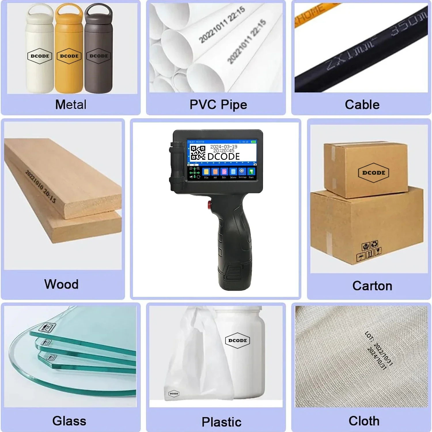 12.7mm Portable Printers Handheld Inkjet Printer Text QR Barcode Batch Number Logo Image Date Printing Machine 12.7mm Portable Printers Handheld Inkjet Printer Text QR Barcode Batch Number Logo Image Date Printing Machine