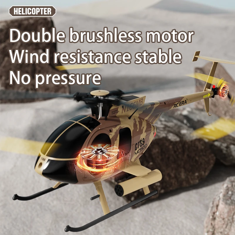 1:28 RC MD500 Helicopter Brushless Motor Dual-motor Remote Control Model 6-Axis Gyro Aircraft Toy One-click