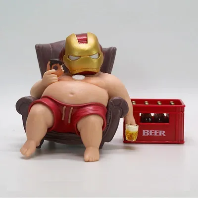 12cm The Avengers Iron Man Fat Boy Figure Cute Anime Action Collection Desktop Ornament Decoration Car Ornaments