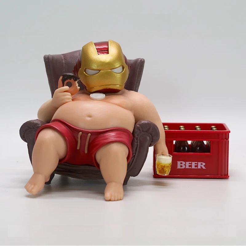 12cm The Avengers Iron Man Fat Boy Figure Cute Anime Action Collection Desktop Ornament Decoration Car Ornaments