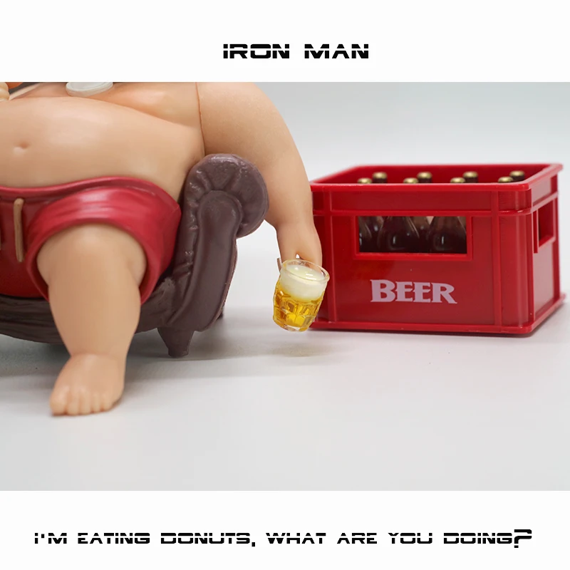 12cm The Avengers Iron Man Fat Boy Figure Cute Anime Action Collection Desktop Ornament Decoration Car Ornaments