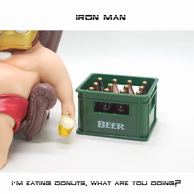 12cm The Avengers Iron Man Fat Boy Figure Cute Anime Action Collection Desktop Ornament Decoration Car Ornaments