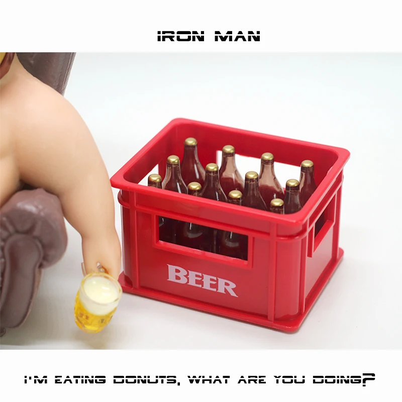 12cm The Avengers Iron Man Fat Boy Figure Cute Anime Action Collection Desktop Ornament Decoration Car Ornaments