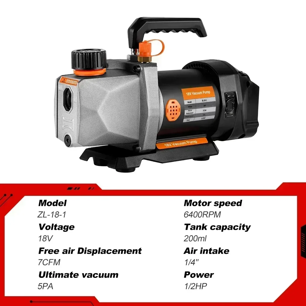 1/2HP 7CFM Refrigerant Vacuum Pump 1/4 Air inlet Refrigeration for Car Household Air Conditioning For Makita 18v Battery