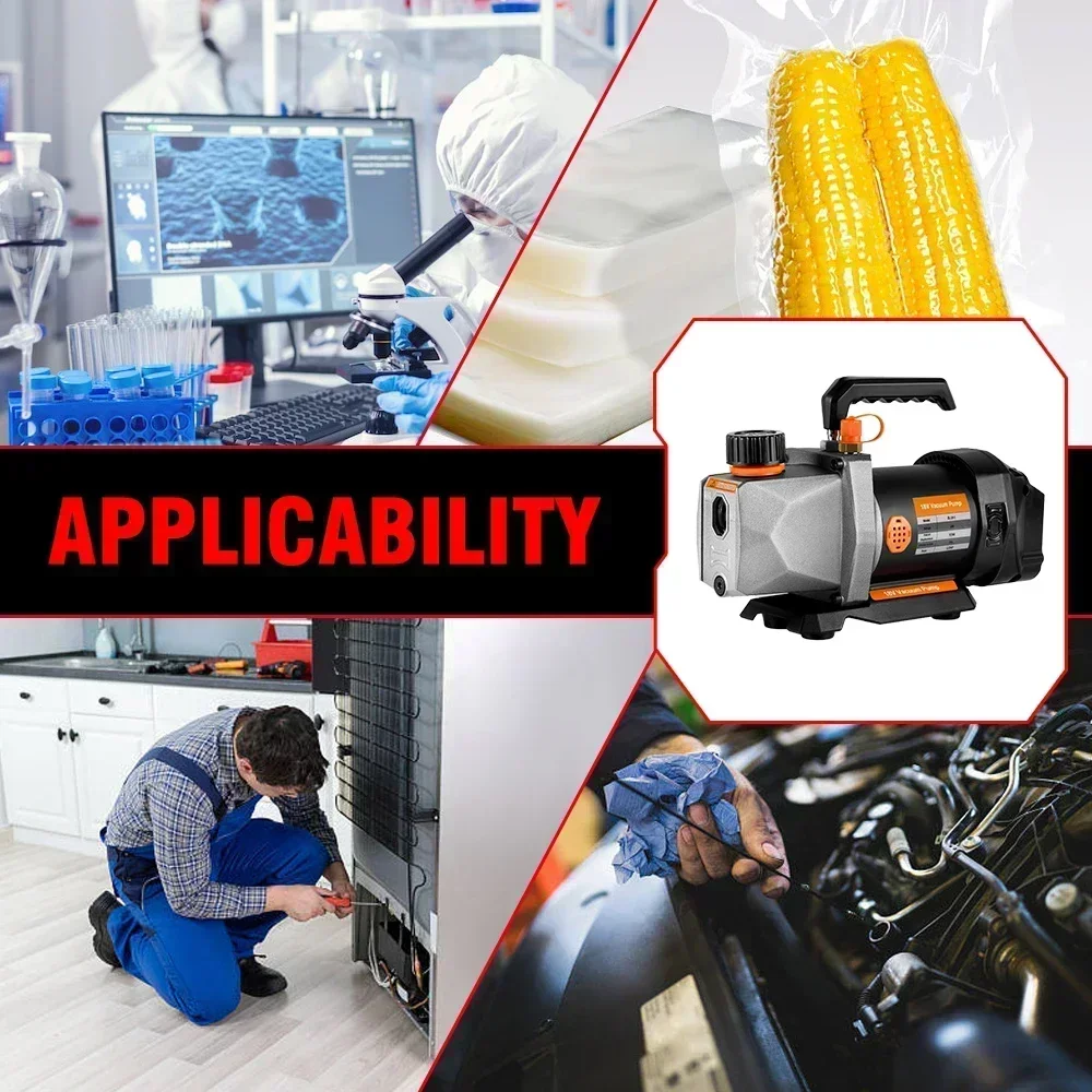 1/2HP 7CFM Refrigerant Vacuum Pump 1/4 Air inlet Refrigeration for Car Household Air Conditioning For Makita 18v Battery