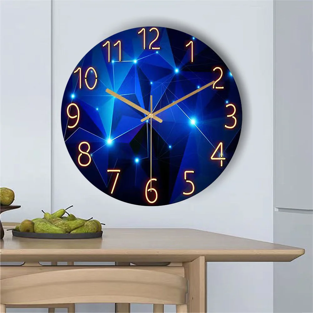 12inch (30cm) Wall Clock Geometric Elements Dark Blue Thickened Tempered Glass Silent Movement Quartz Living Room Home 12inch (30cm) Wall Clock Geometric Elements Dark Blue Thickened Tempered Glass Silent Movement Quartz Living Room Home