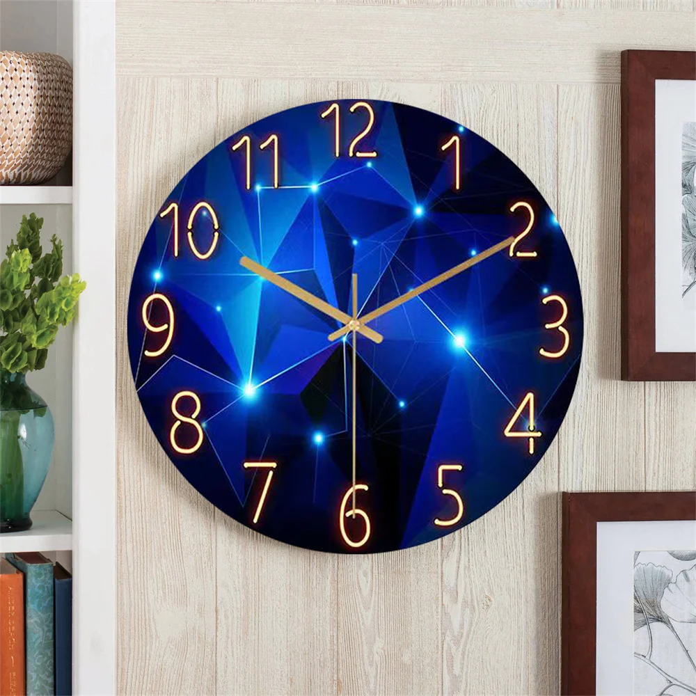 12inch (30cm) Wall Clock Geometric Elements Dark Blue Thickened Tempered Glass Silent Movement Quartz Living Room Home 12inch (30cm) Wall Clock Geometric Elements Dark Blue Thickened Tempered Glass Silent Movement Quartz Living Room Home