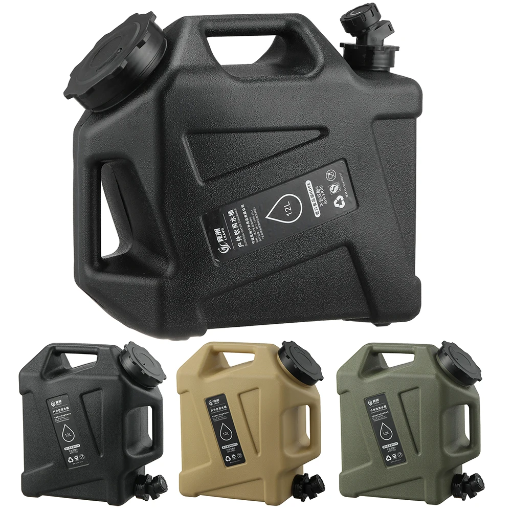 12L Camping Water Container Large Capacity Outdoor Water Bucket Portable Car Water Tank with Faucet for Camping Cooking